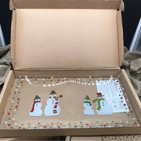 Pampered Chef - Snowmen Dots Platter Plates Dish NIB - Picture 3 of 4
